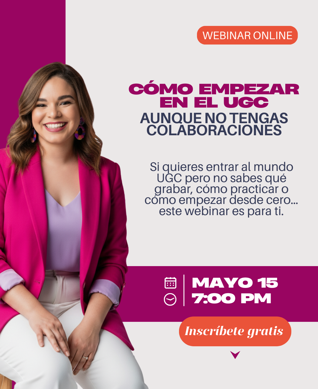 Webinar Cómo empezar en UGC con Lucía Tapia